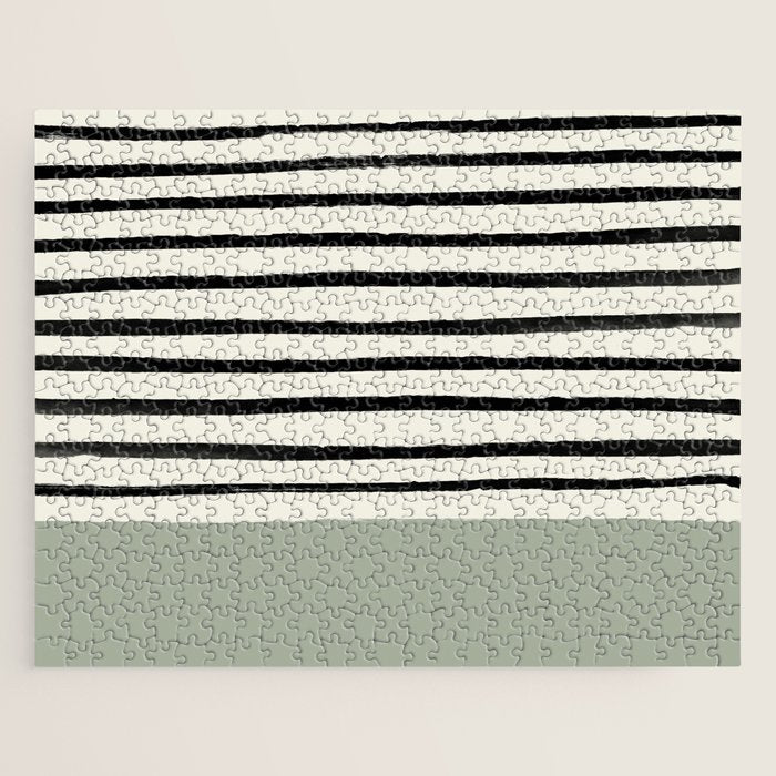 Sage Green x Stripes Jigsaw Puzzle Gallery Image 1