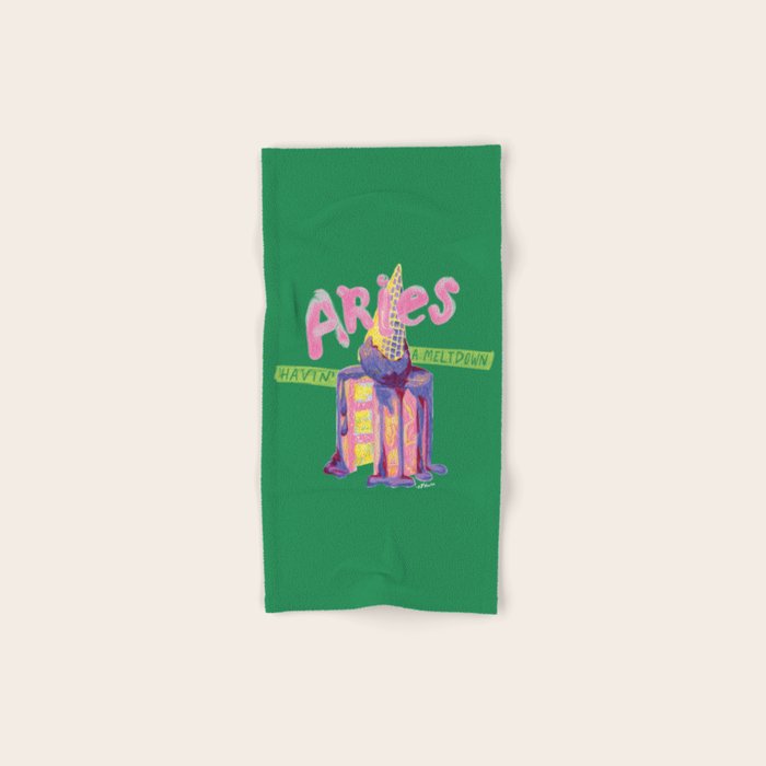 Aries Dessert in Kelly Green & Pink Bath Towel Gallery Image 1