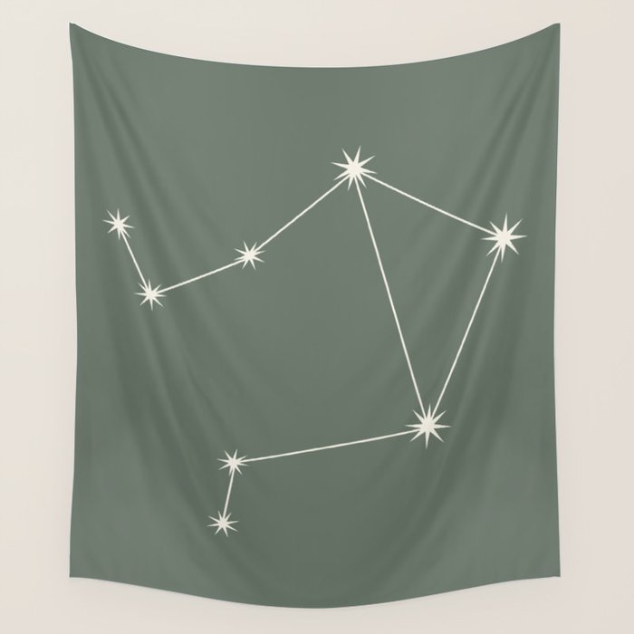 Libra Zodiac Star Constellation Line Art Sage Wall Tapestry Gallery Image 4