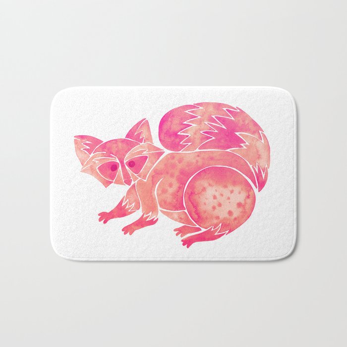 Watercolor Raccoon - Pink Palette Bath Mat Gallery Image 1