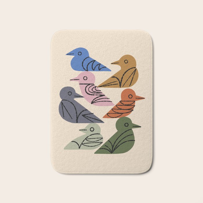 Painted Birds Bath Mat Gallery Image 1