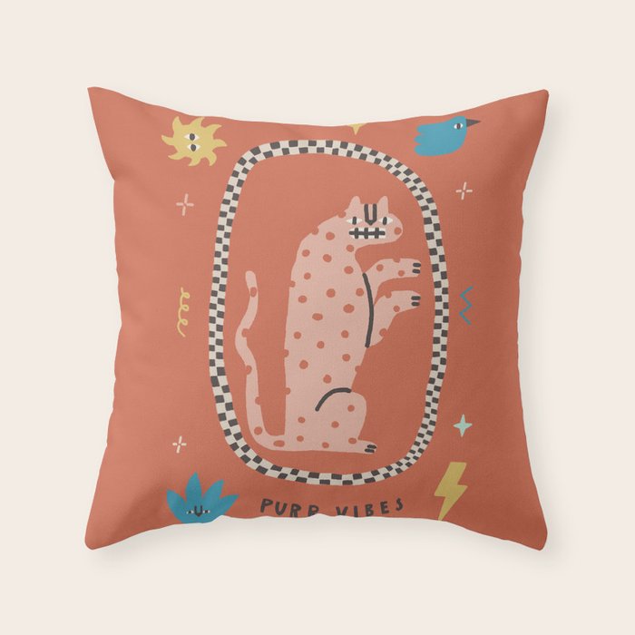 Trippy tiger in red Throw Pillow Gallery Image 1
