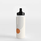 Mid Century Modern Geometric 88 in Navy Blue and Orange (Rainbow and Sun Abstraction) Water Bottle Gallery Image 2