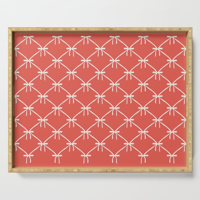 Bows & Ribbons Pattern XIII Bright Red Serving Tray Gallery Image 1