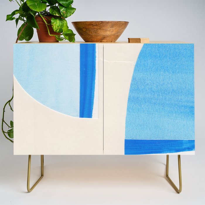 Blue Abstract Collage #1 Credenza Gallery Image 1