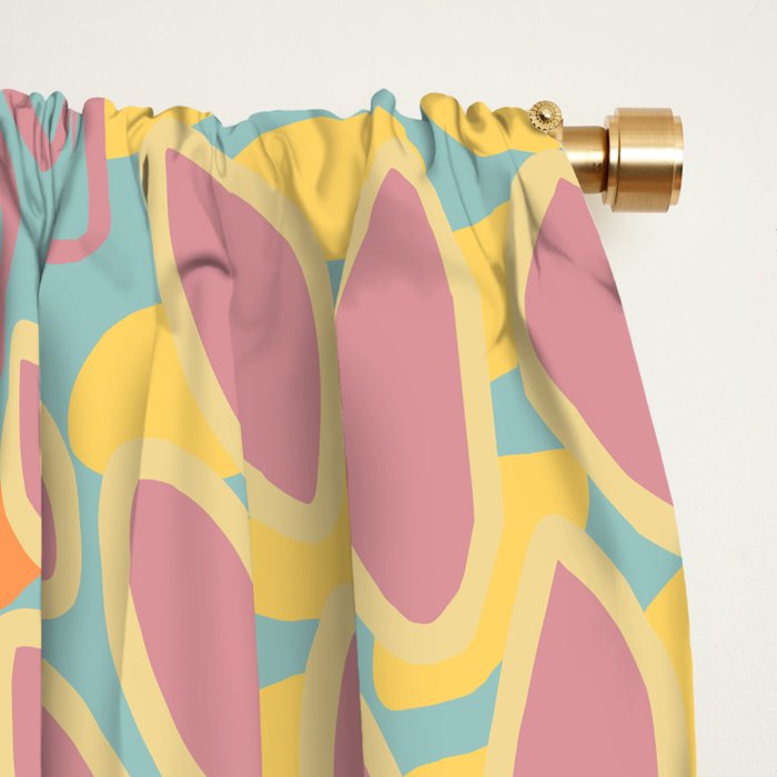 Festive, Floral Prints, Orange, Yellow, Teal and Pink Window Curtain Gallery Image 2