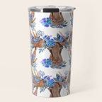 Floral Moose - Blue Flowers Travel Mug Gallery Image 1