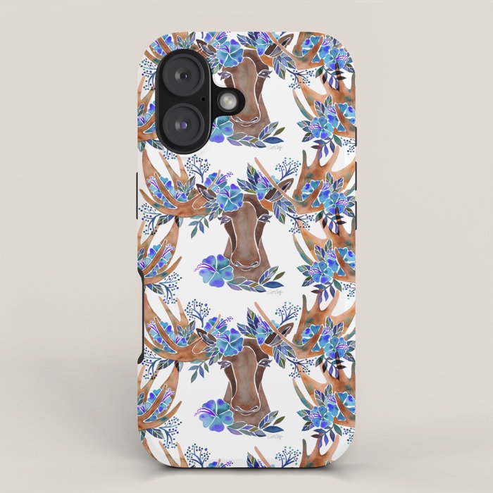 Floral Moose - Blue Flowers iPhone Case Gallery Image 1