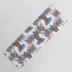 Floral Moose - Blue Flowers Yoga Mat Gallery Image 1