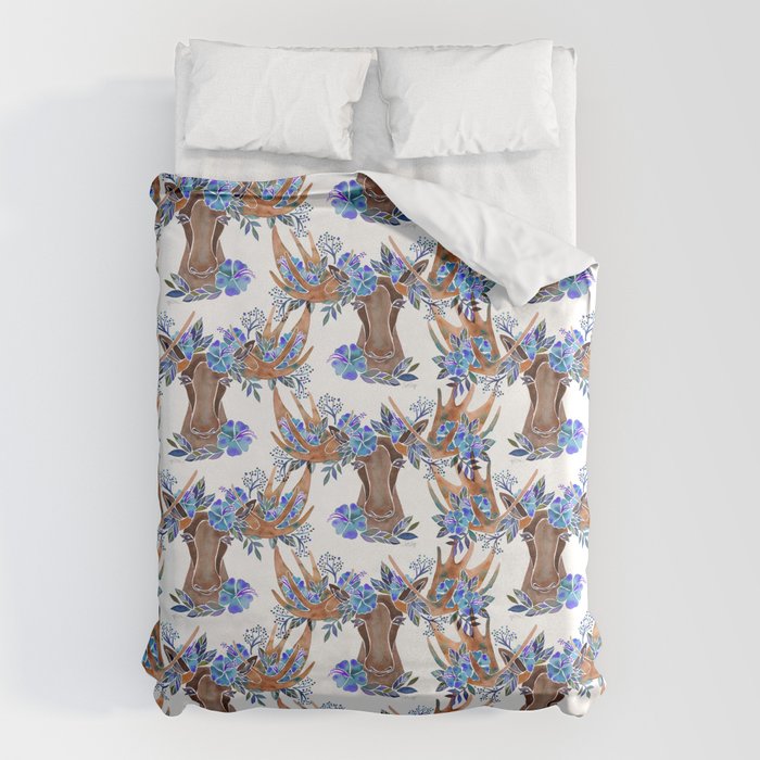 Floral Moose - Blue Flowers Duvet Cover Gallery Image 6