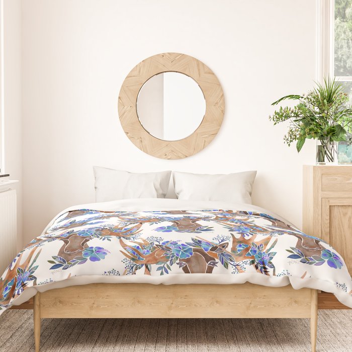 Floral Moose - Blue Flowers Duvet Cover Gallery Image 3