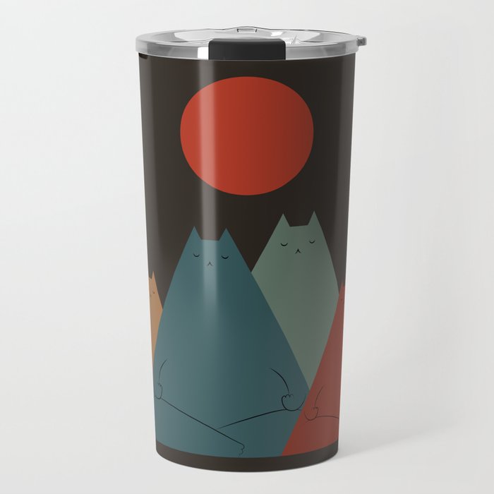 Cat Landscape 64: Group Meowditation Travel Mug Gallery Image 1