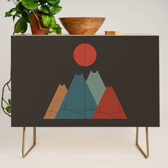 Cat Landscape 64: Group Meowditation Credenza Gallery Image 1