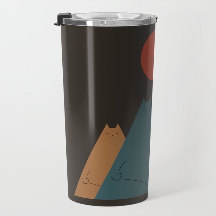 Cat Landscape 64: Group Meowditation Travel Mug Gallery Image 3
