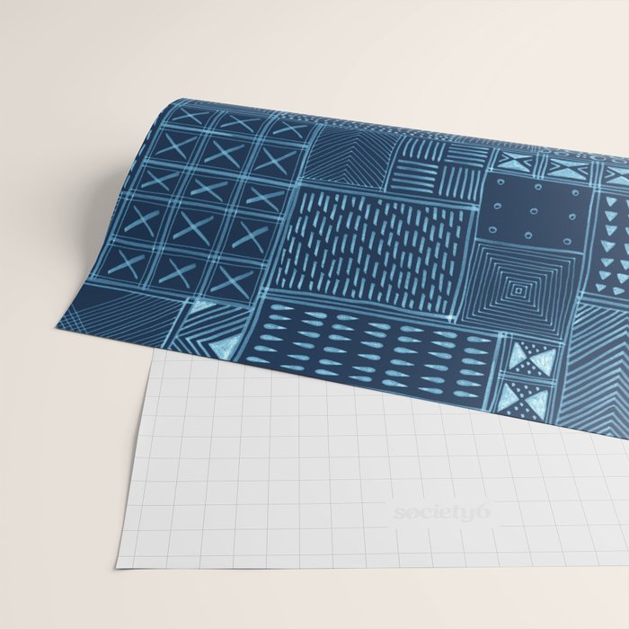 African Indigo Tribal Mud Cloth Wrapping Paper Gallery Image 2