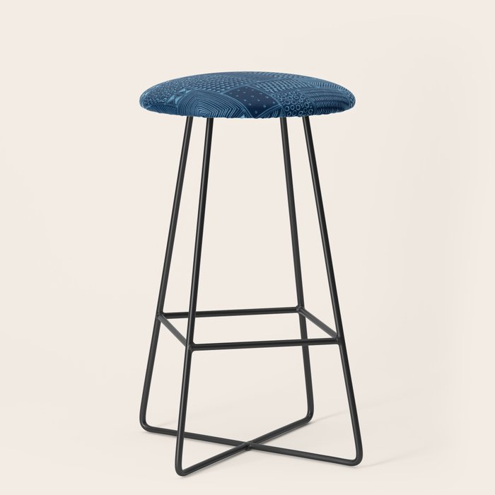 African Indigo Tribal Mud Cloth Stool Gallery Image 1