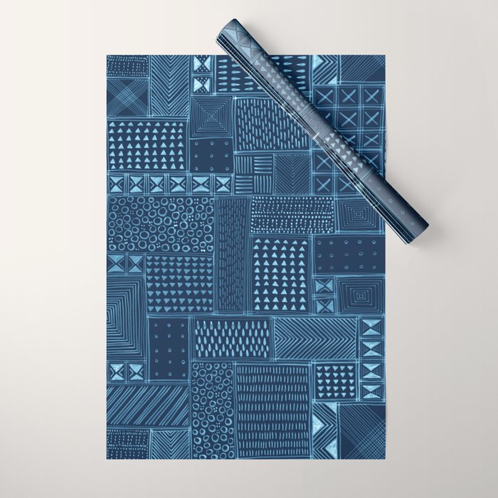 African Indigo Tribal Mud Cloth Wrapping Paper Gallery Image 1