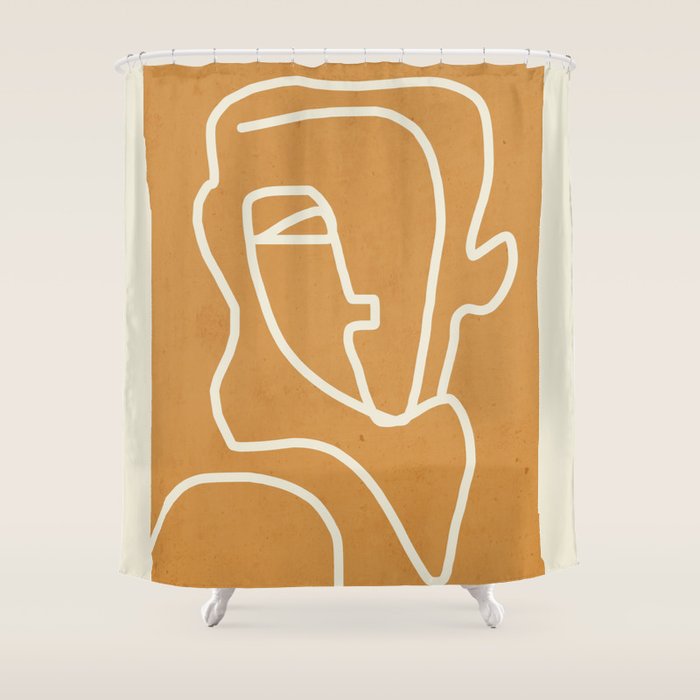 Abstract Minimal Woman Portrait 2 Shower Curtain Gallery Image 1