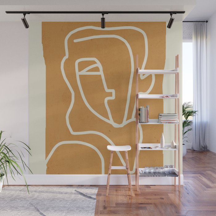 Abstract Minimal Woman Portrait 2 Wall Mural Gallery Image 1