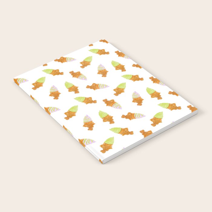 Matcha and Taro Taiyaki Ice Cream Cones Notebook Gallery Image 1