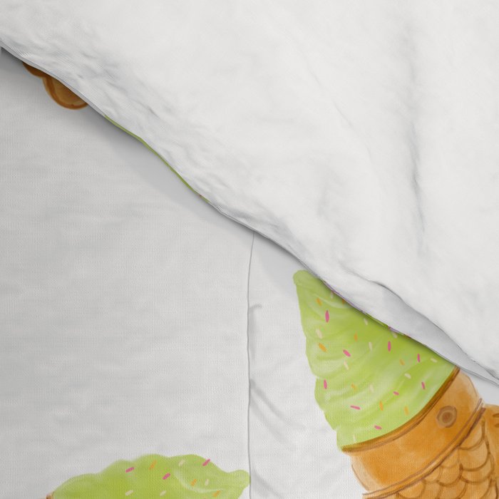 Matcha and Taro Taiyaki Ice Cream Cones Comforter Gallery Image 4