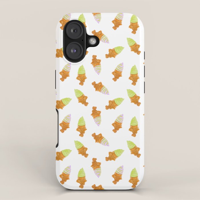 Matcha and Taro Taiyaki Ice Cream Cones iPhone Case Gallery Image 1