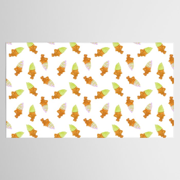 Matcha and Taro Taiyaki Ice Cream Cones Tablecloth Gallery Image 2