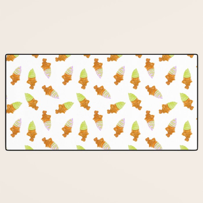 Matcha and Taro Taiyaki Ice Cream Cones Desk Mat Gallery Image 3