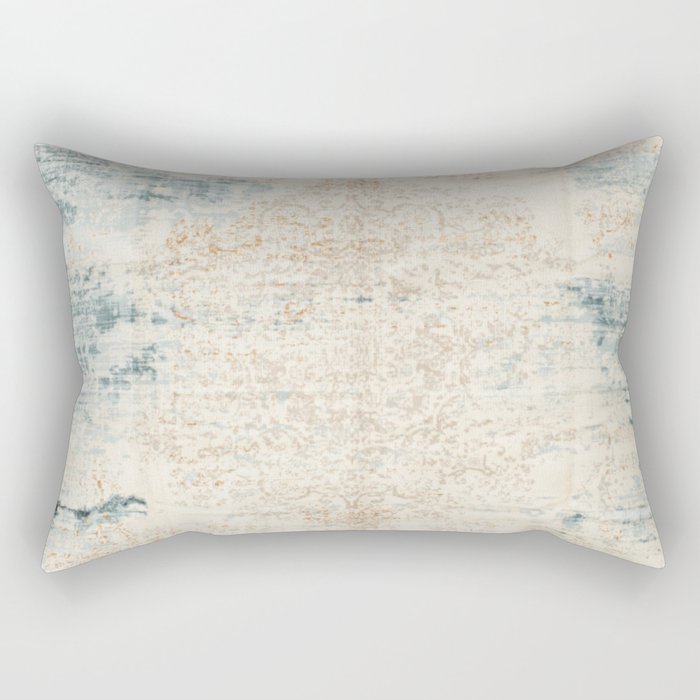 very worn blue and beige carpet Rectangular Pillow Gallery Image 2