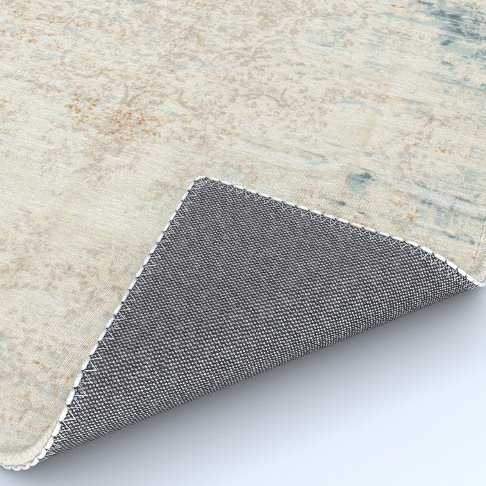 very worn blue and beige carpet Rug Gallery Image 4