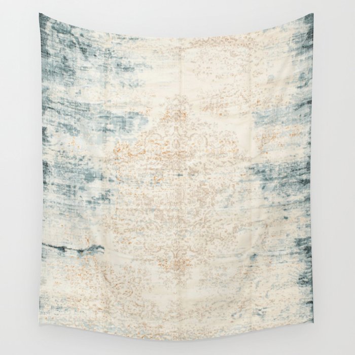 very worn blue and beige carpet Wall Tapestry Gallery Image 4
