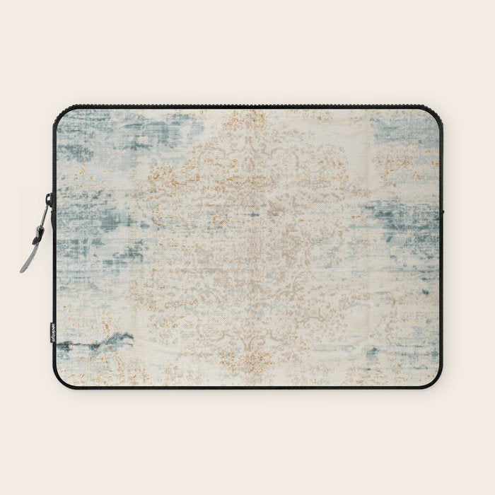 very worn blue and beige carpet Laptop Sleeve Gallery Image 1