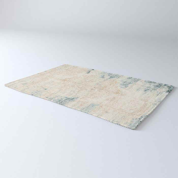 very worn blue and beige carpet Rug Gallery Image 3