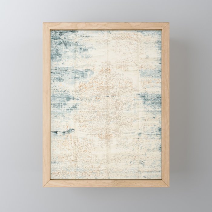 very worn blue and beige carpet Mini Art Print Gallery Image 1