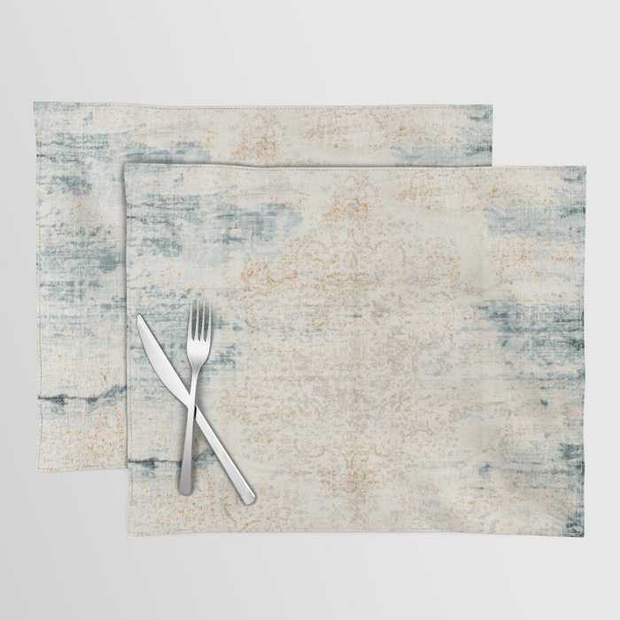 very worn blue and beige carpet Placemat Gallery Image 1