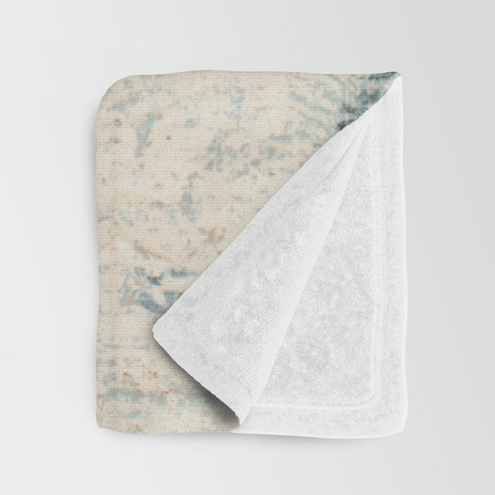 very worn blue and beige carpet Throw Blanket Gallery Image 3
