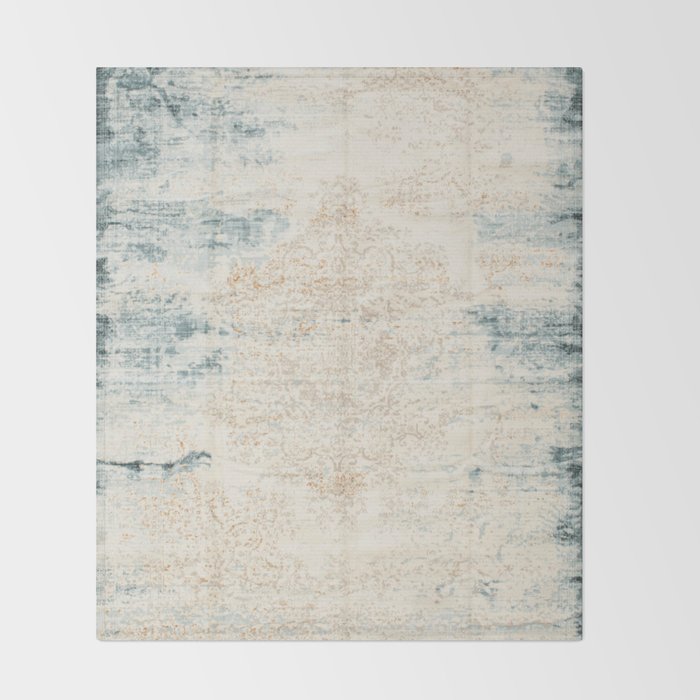 very worn blue and beige carpet Throw Blanket Gallery Image 2