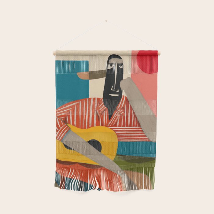 Melancholy Guitarist in Stripes Wall Hanging Gallery Image 1