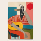 Melancholy Guitarist in Stripes Cutting Board Gallery Image 1