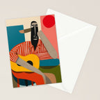 Melancholy Guitarist in Stripes Stationery Card Gallery Image 2