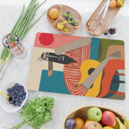 Melancholy Guitarist in Stripes Cutting Board Gallery Image 2