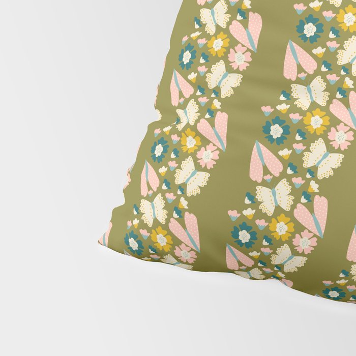 Floral Stripe - Olive  Pillow Sham Gallery Image 4
