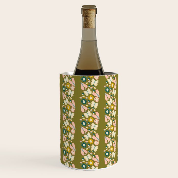 Floral Stripe - Olive  Wine Chiller Gallery Image 2