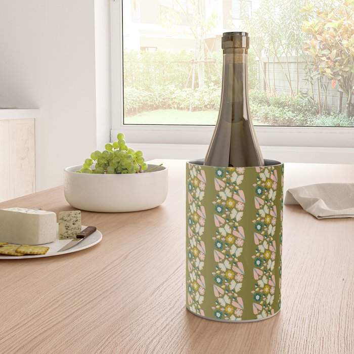 Floral Stripe - Olive  Wine Chiller Gallery Image 4