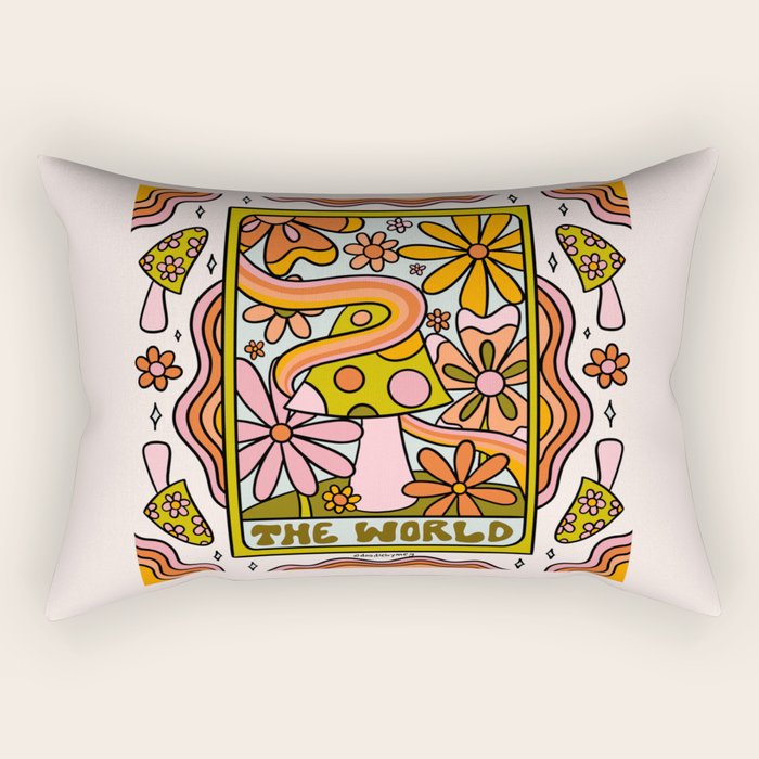 21. World Tarot Mushroom Rectangular Pillow Gallery Image 2