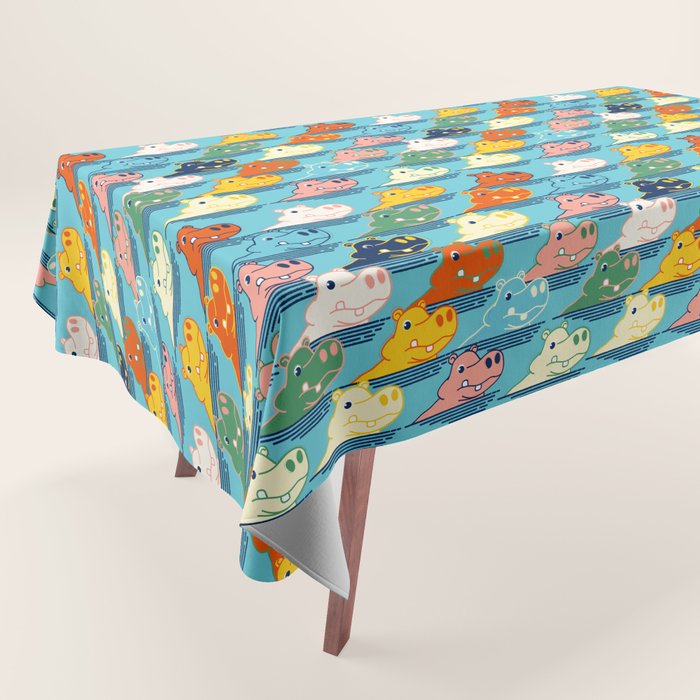 Happy Hippo Family Tablecloth Gallery Image 1