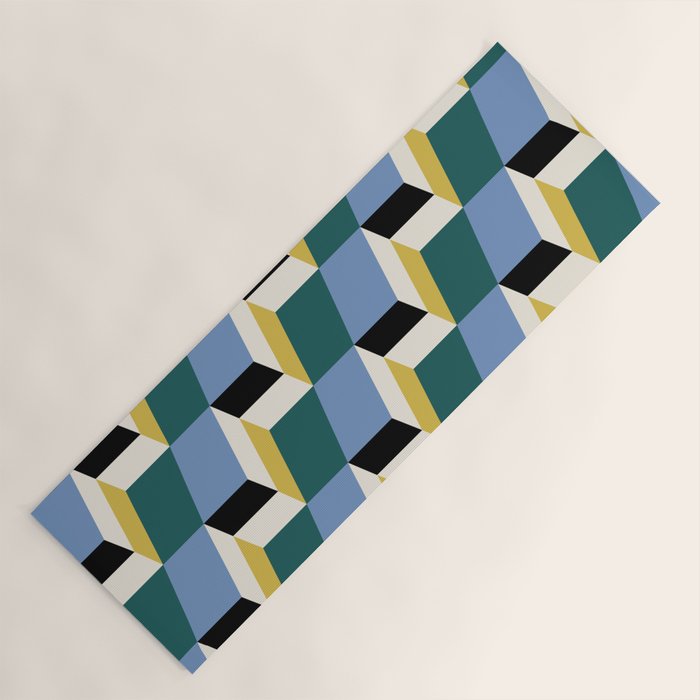 Cuboid Geometric Abstract Shapes Pattern XXXV Yoga Mat Gallery Image 1