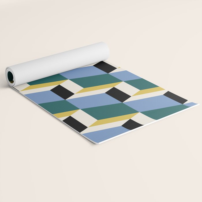 Cuboid Geometric Abstract Shapes Pattern XXXV Yoga Mat Gallery Image 2