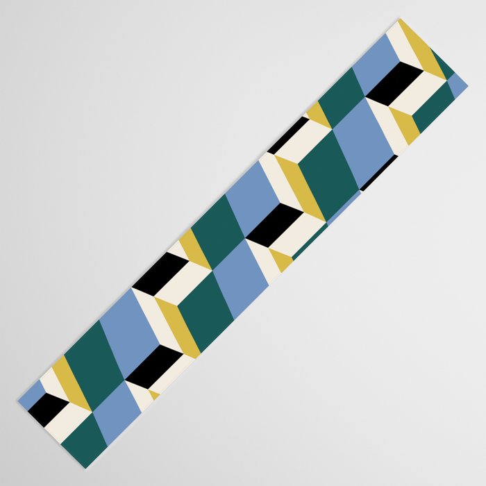 Cuboid Geometric Abstract Shapes Pattern XXXV Table Runner Gallery Image 3