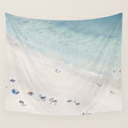 Summer Seaside Beach Print - Aerial Ocean Crowded Beach Sea photography by Ingrid Beddoes Wall Tapestry Gallery Image 4